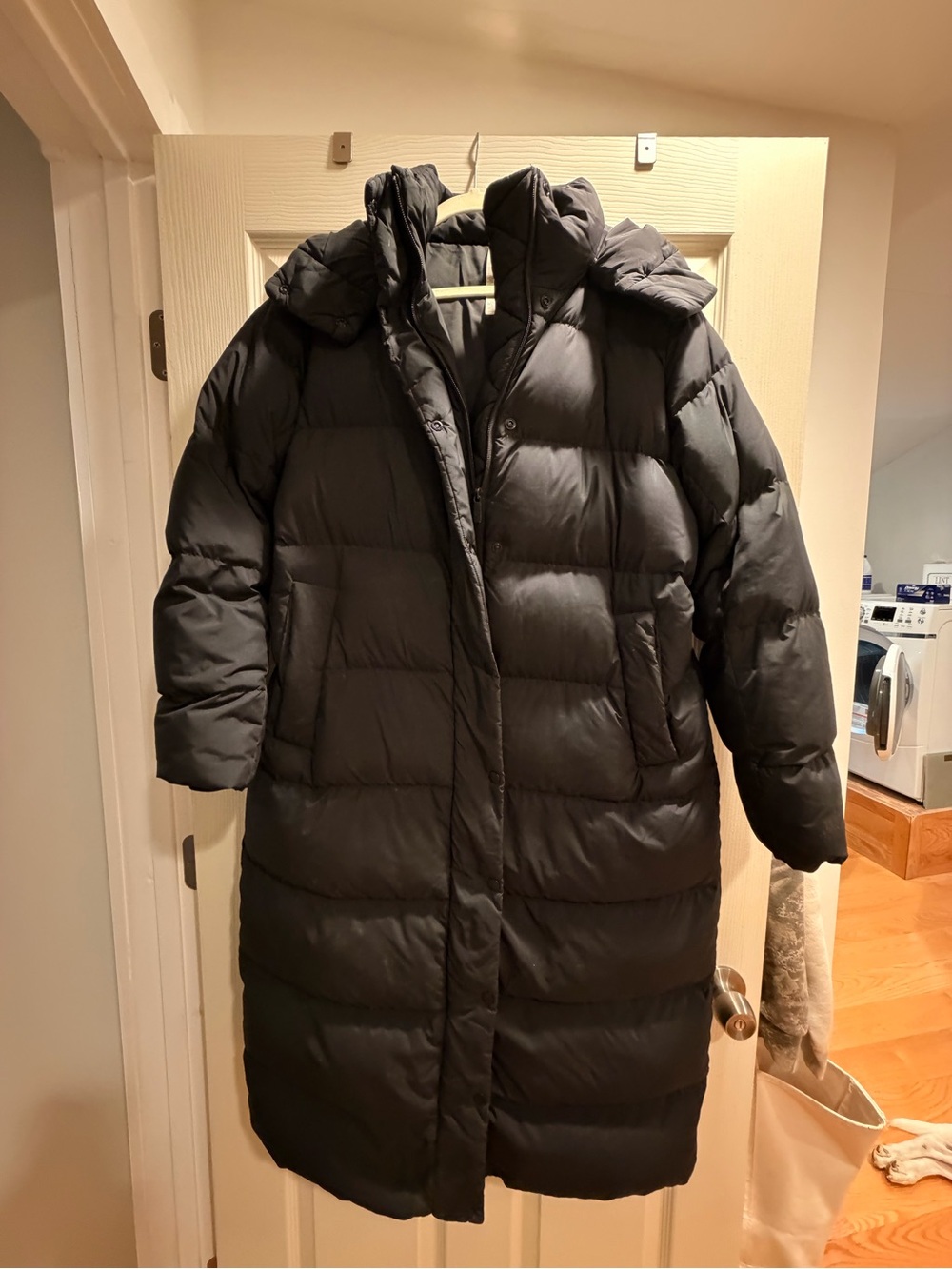 LULULEMON Long Black Puffer Coat with Hood